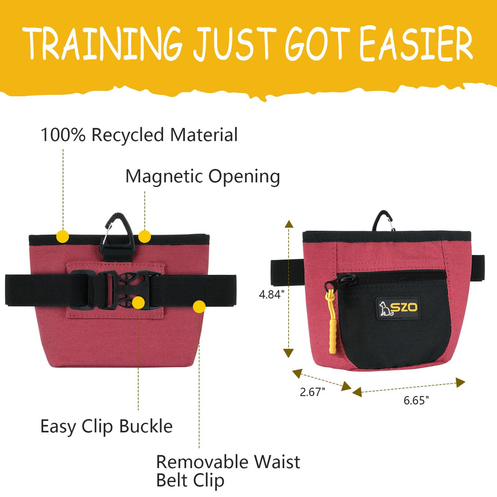 SZO dog treat pouch holds up to two cups of treats for longer sessions