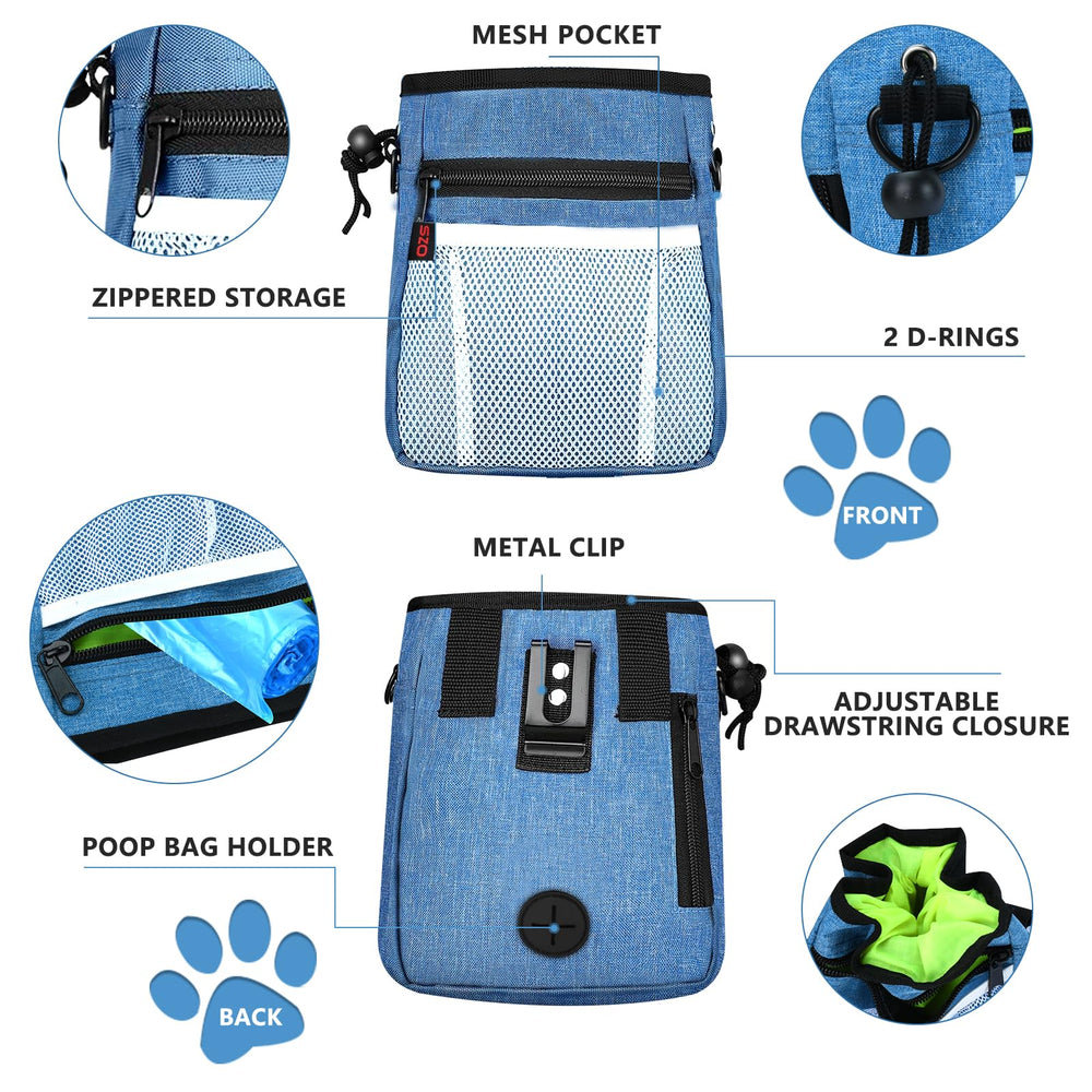 SZO treat pouch with back pocket for quick poop bag access during walks.