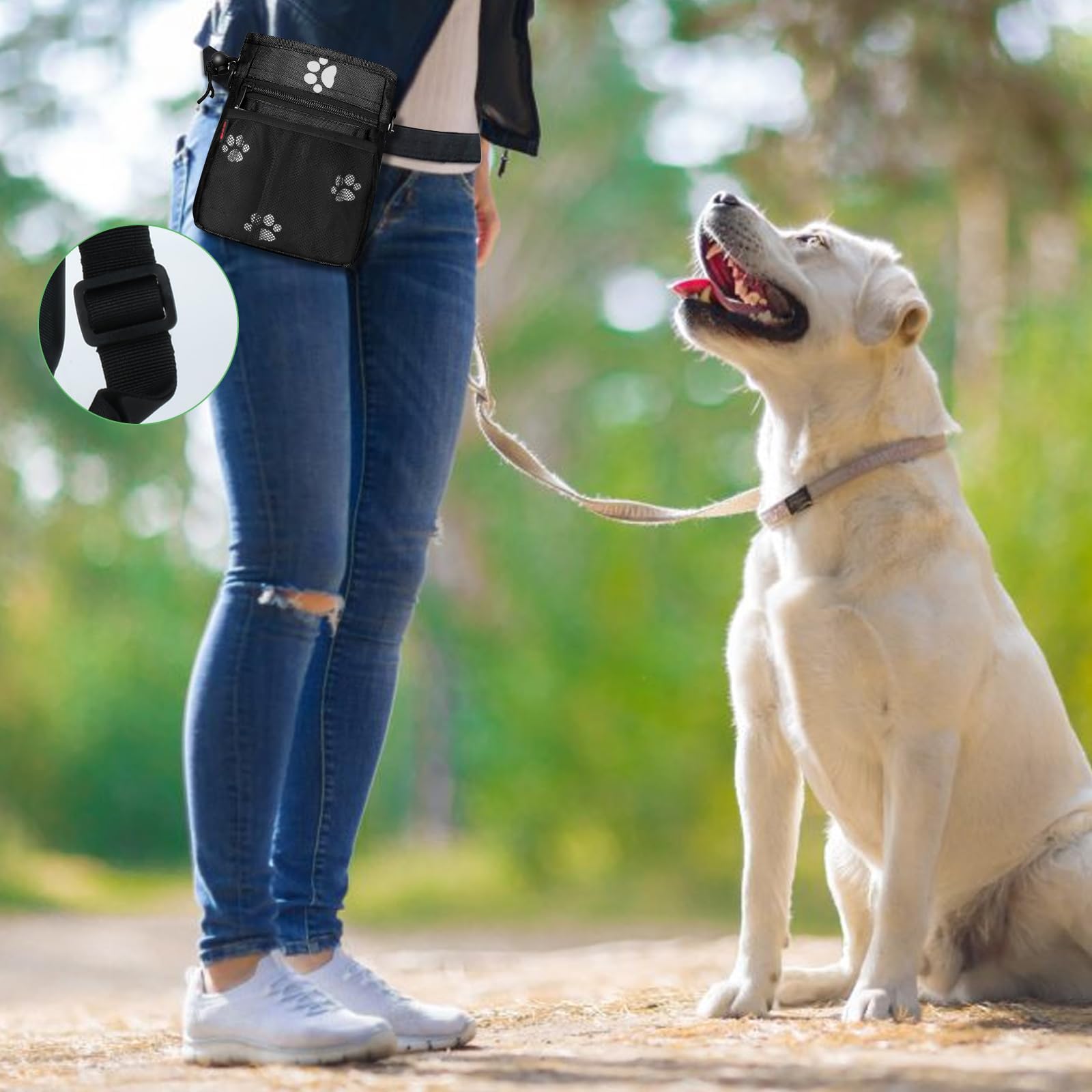 SZO dog treat pouch back pocket includes poop bag holder for quick cleanup