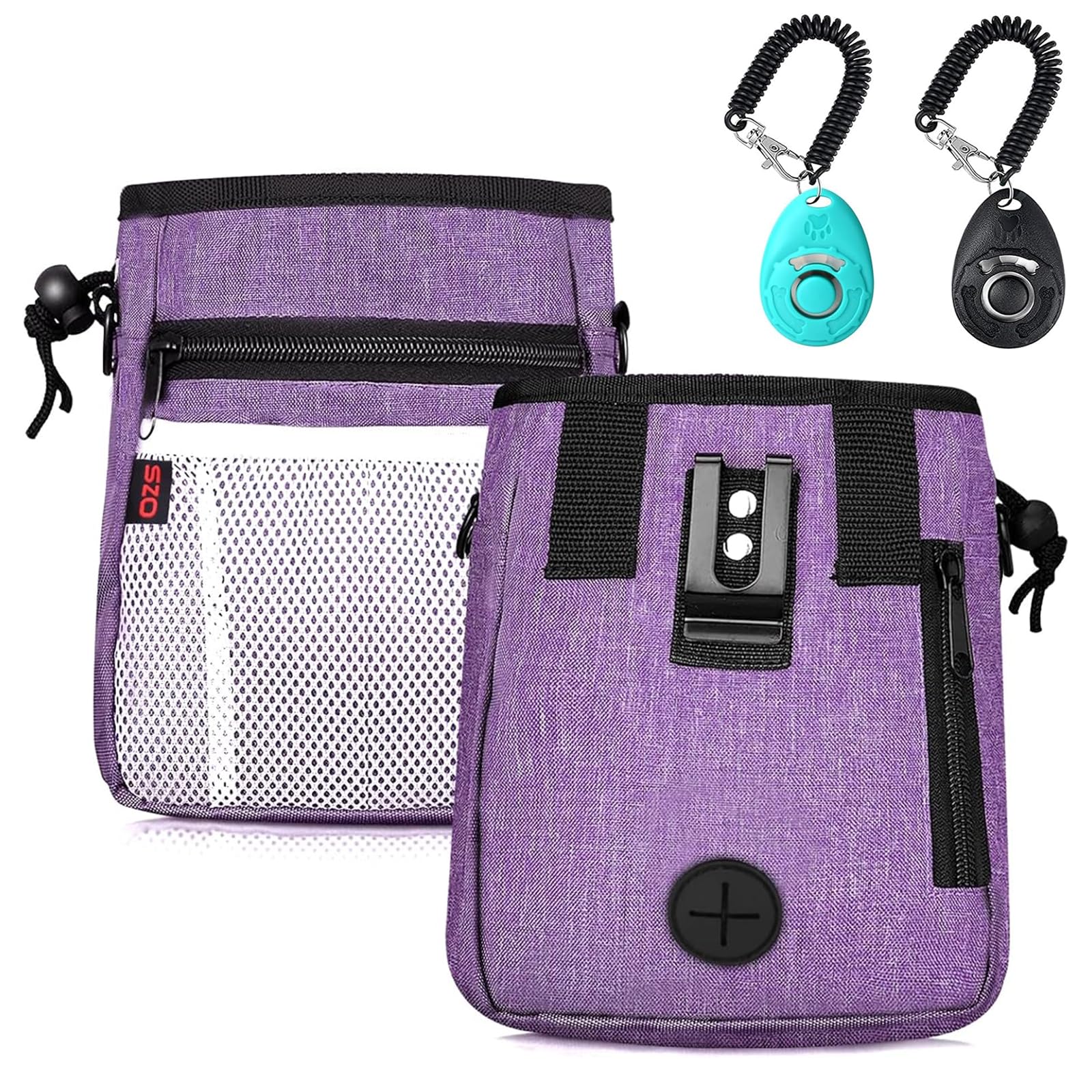 SZO dog treat pouch front view showing large main compartment for treats