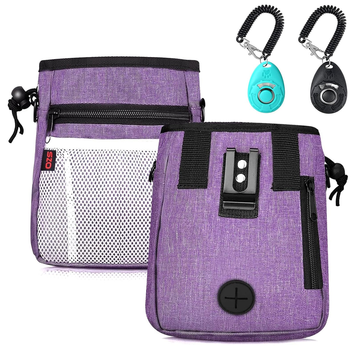 SZO dog treat pouch front view showing large main compartment for treats