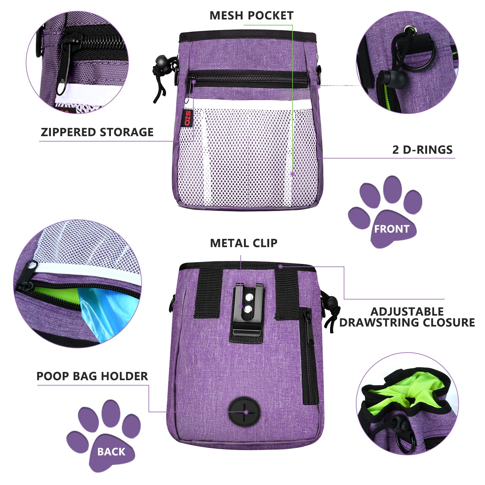 SZO treat pouch with shoulder strap ready for park training