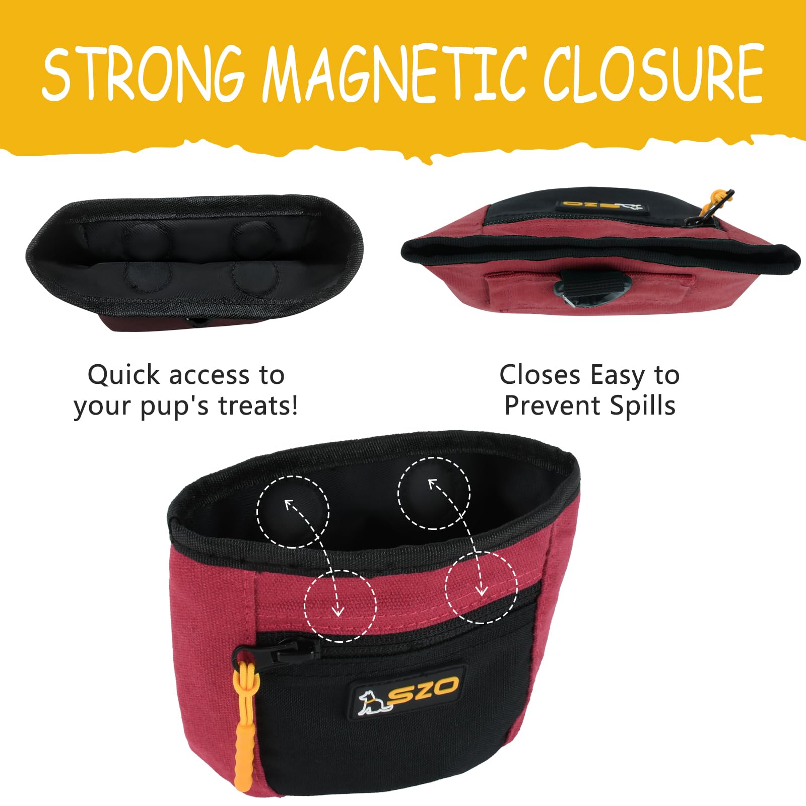 SZO dog treat pouch with waist belt clip for hands-free training sessions