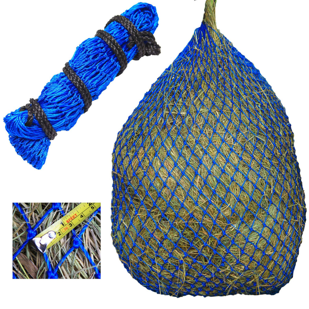 T TEKE Ultra Slow Hay Feeder Net with 39-inch length and small holes for controlled feeding.
