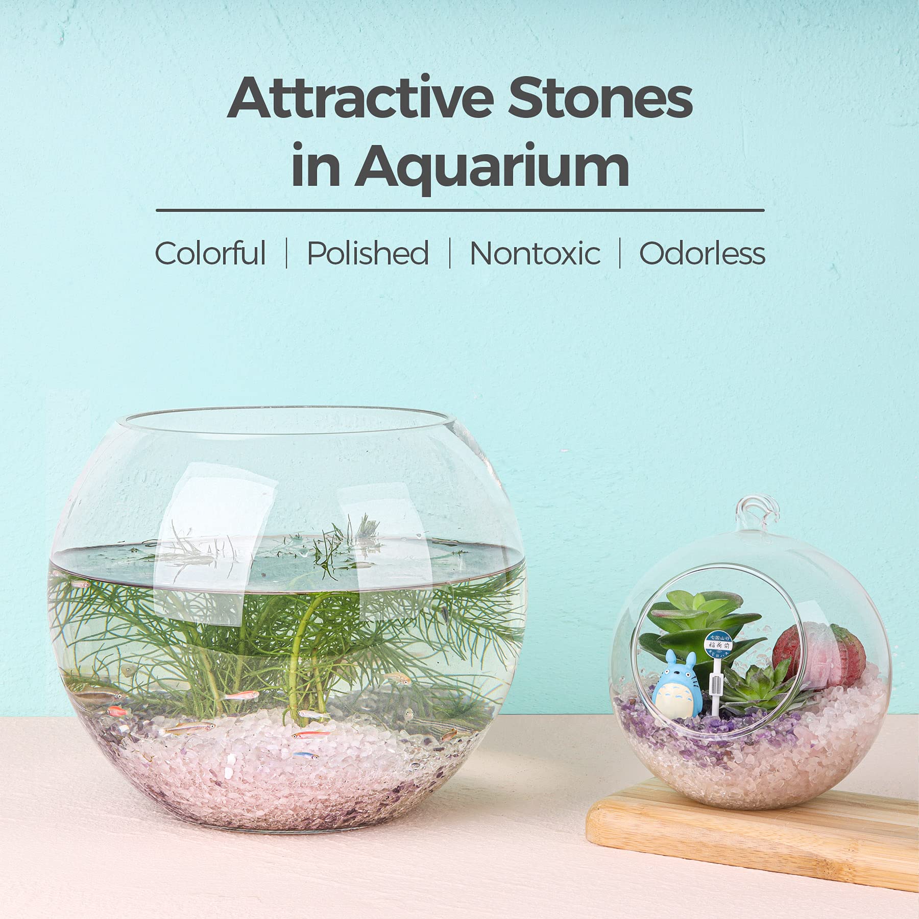 T4U aquarium gravel with crushed quartz for a whimsical touch