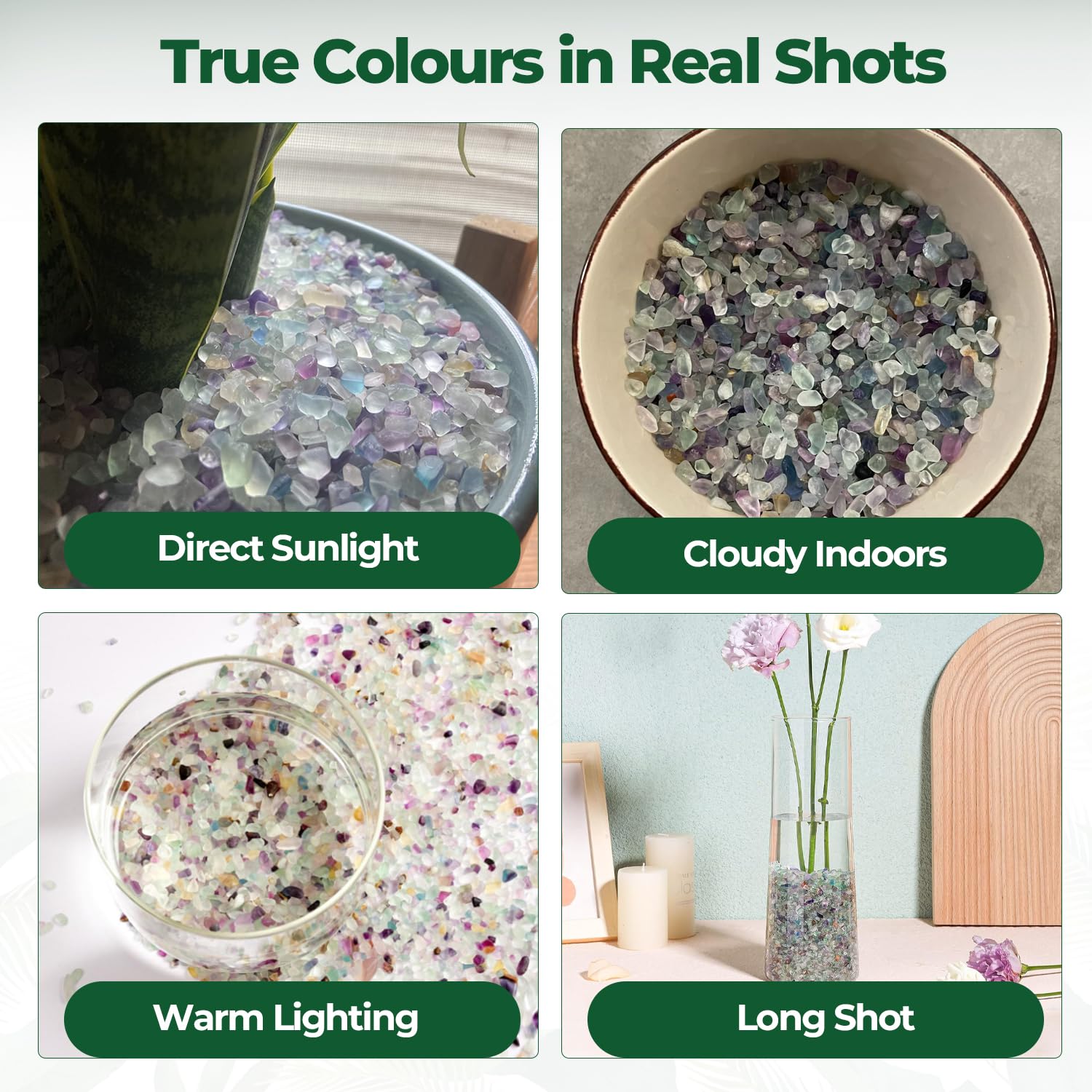 T4U fluorite-tumbled gravel multicolor stones for colorful crafts and vase fillers