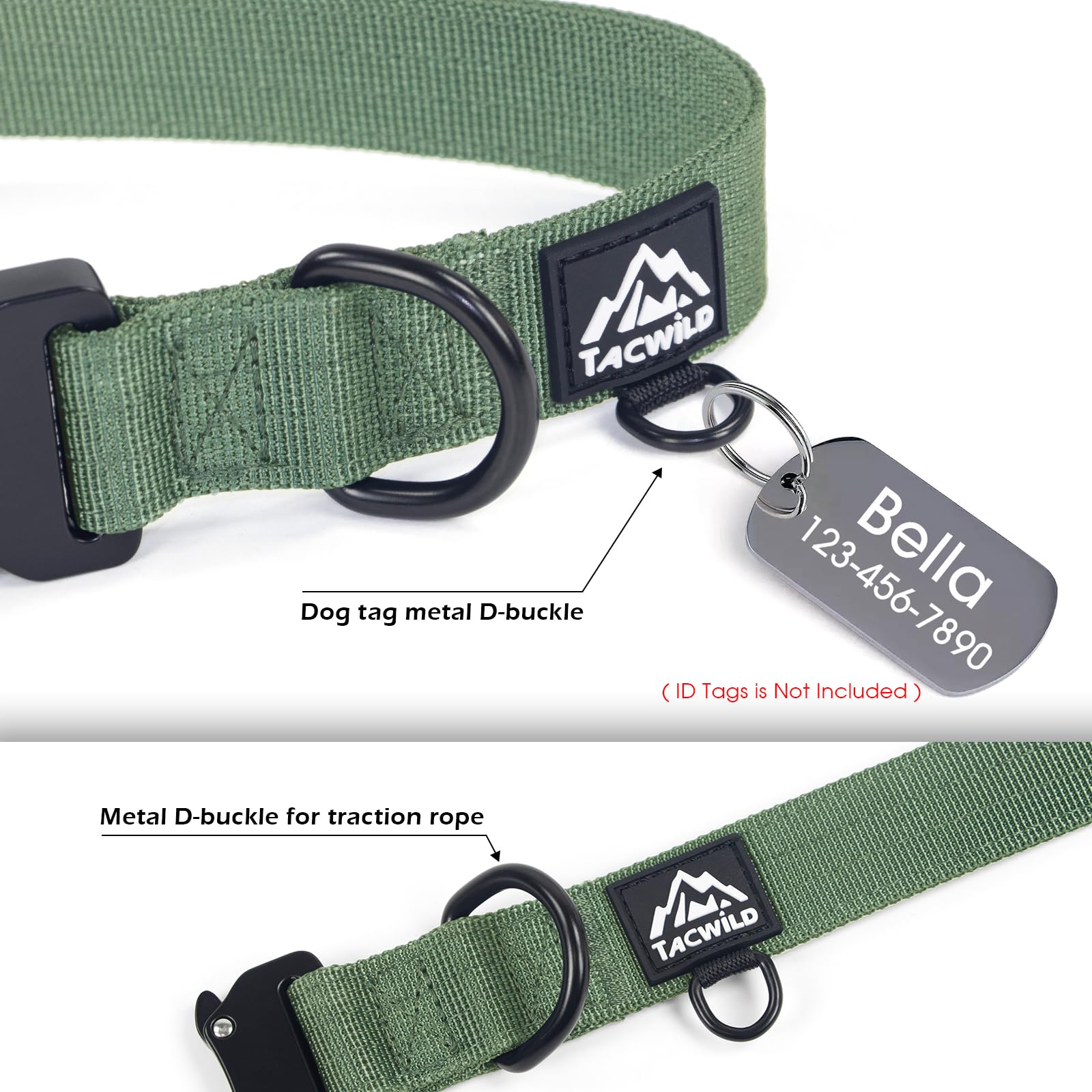 Tacwild adjustable large dog collar ensures a comfortable, secure fit