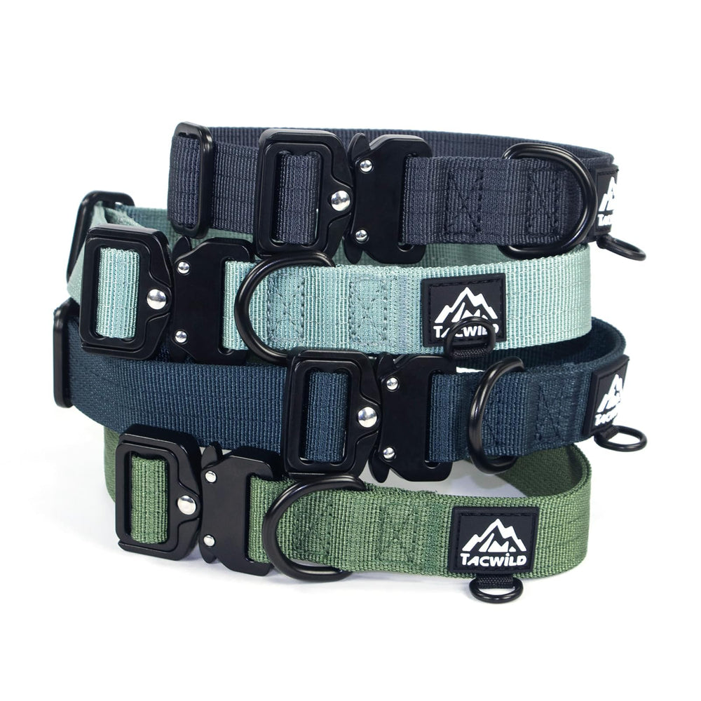 Tacwild dog collar in dark green with quick-release buckle for easy on/off