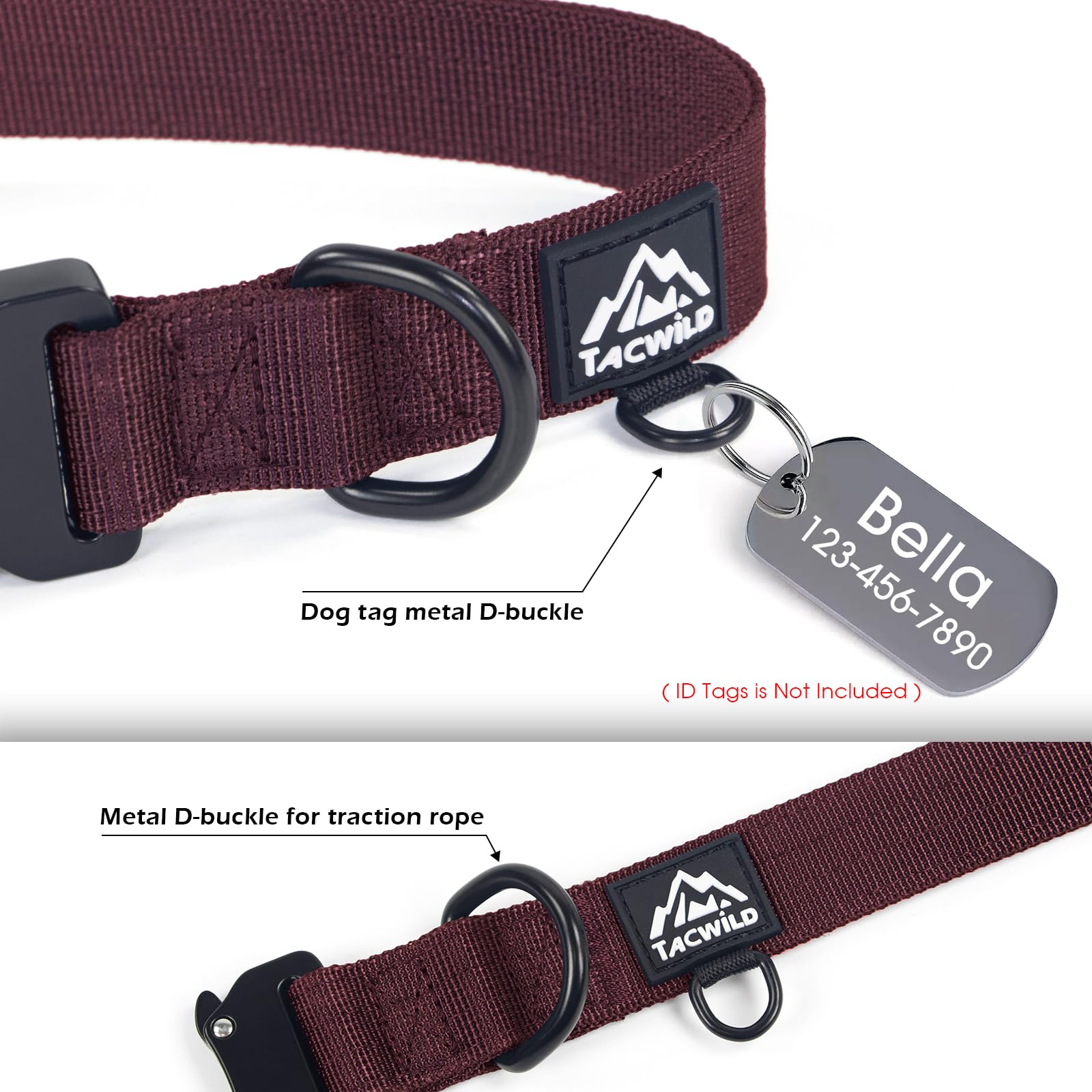 Adjustable Tacwild collar to fit medium and large dogs securely.