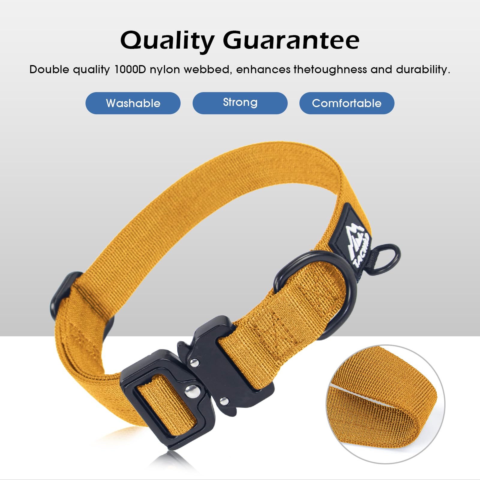 Tacwild turmeric yellow collar for large dogs supports versatile activities and training sessions.