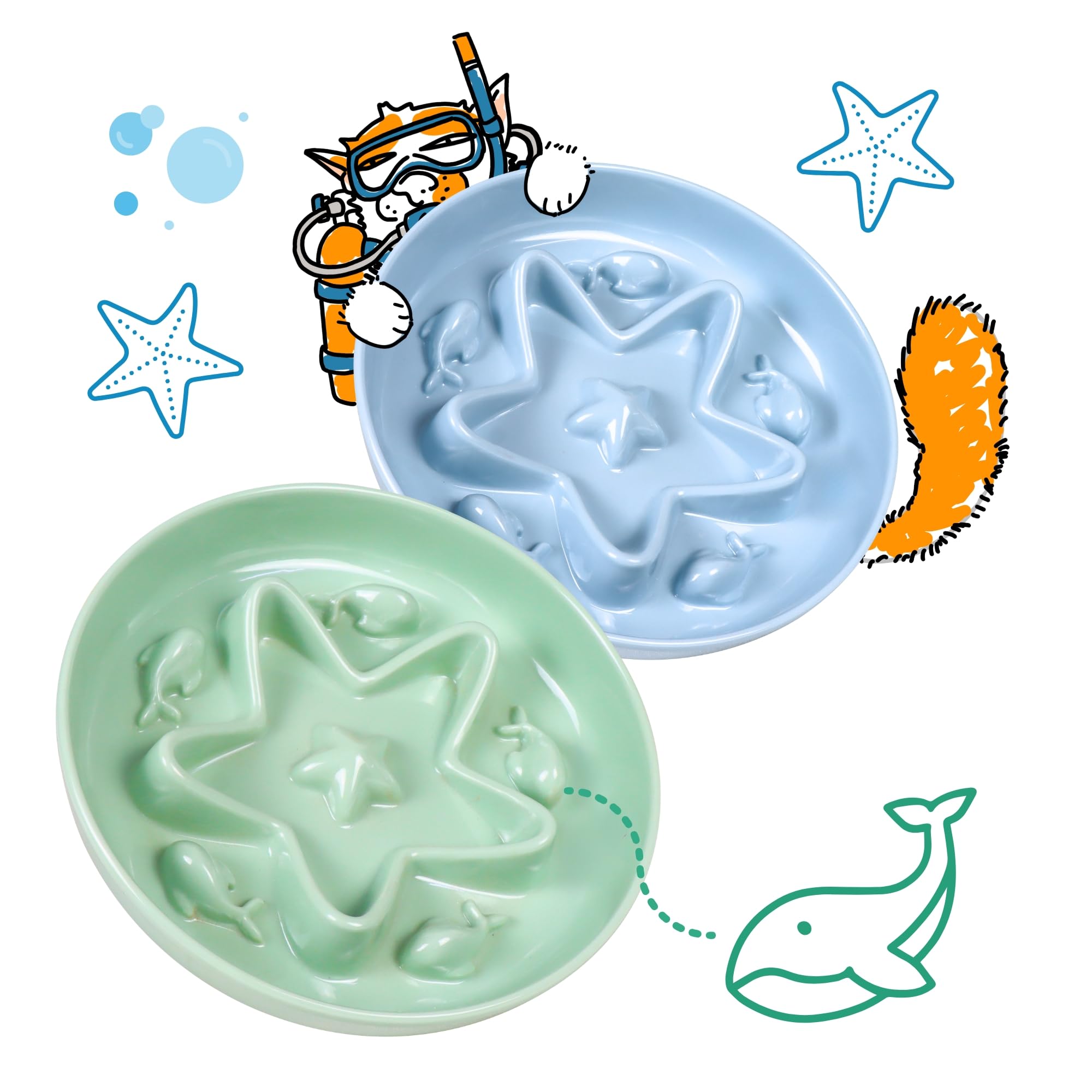 Tafelf cat slow feeder in Ocean Mist with a whisker-friendly design for mindful eating.