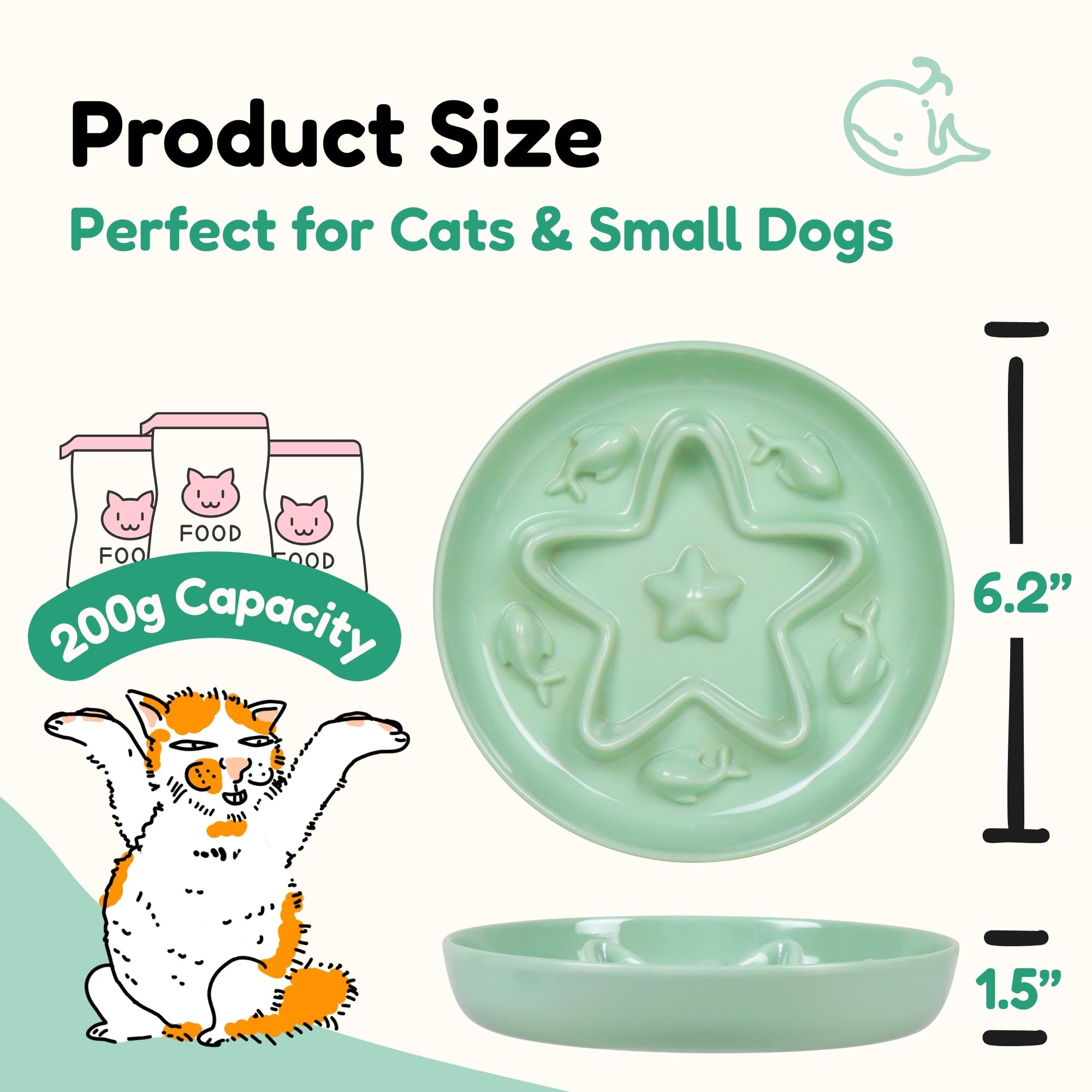 Tafelf cat slow feeder in Seafoam Green reduces gulping during meals.