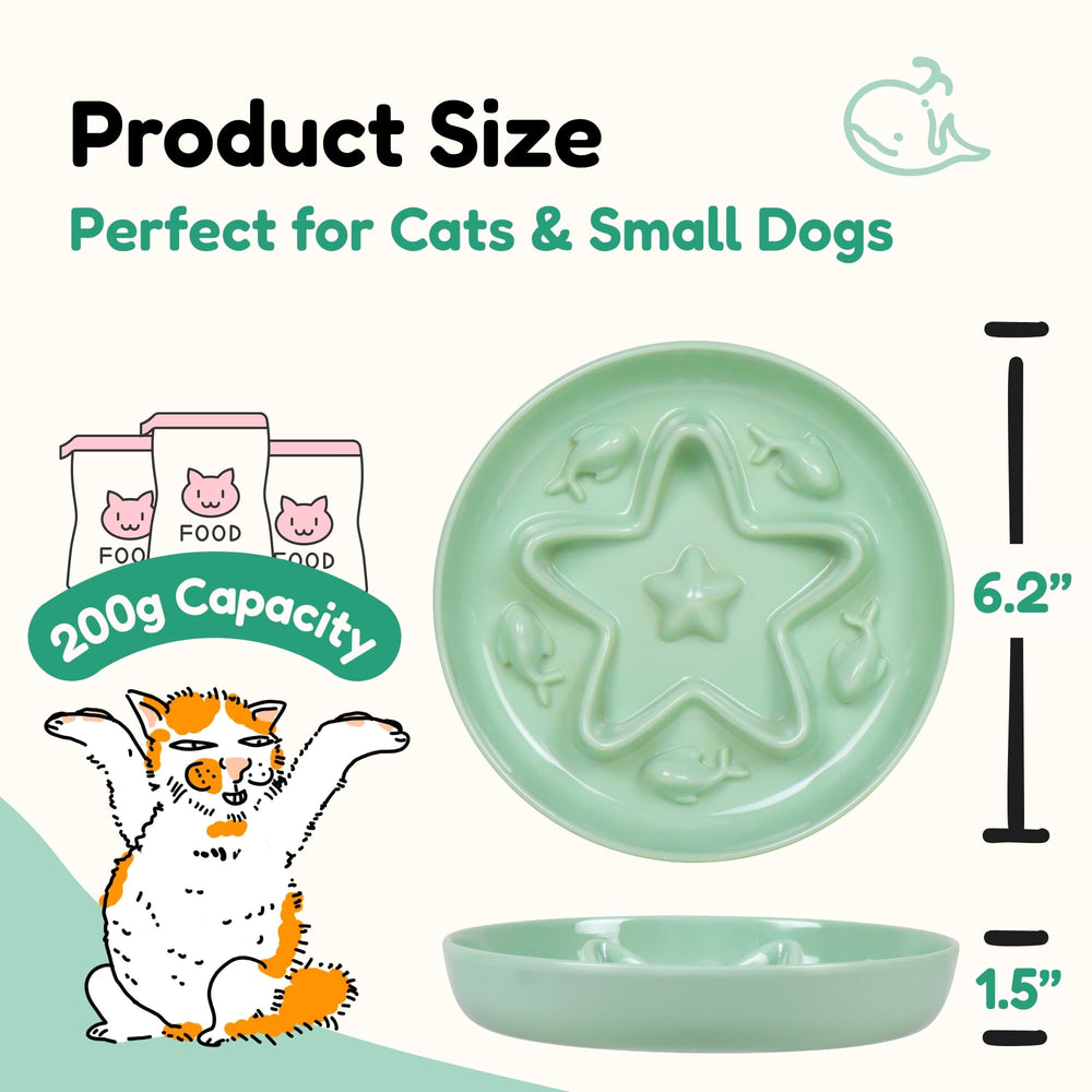 Tafelf cat slow feeder in Seafoam Green reduces gulping during meals.