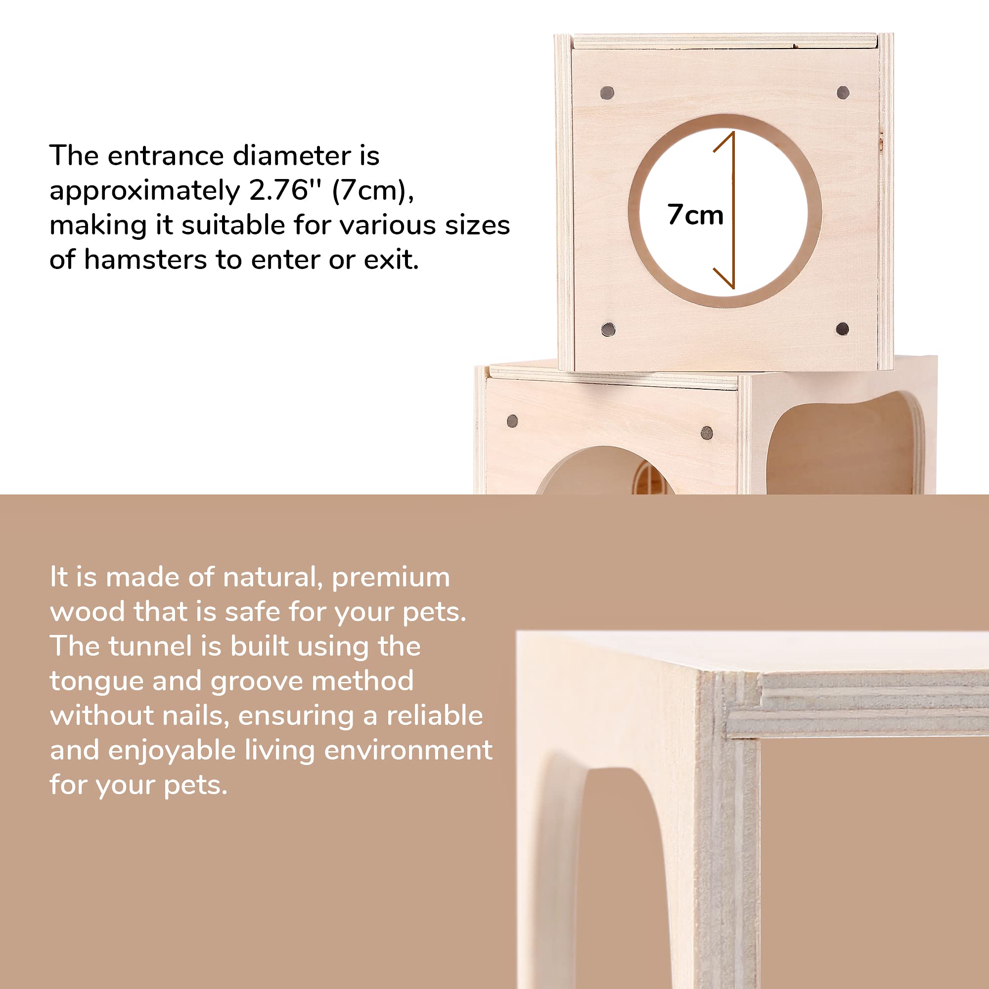 tafit hamster hideout basswood material emphasizes natural, safe construction