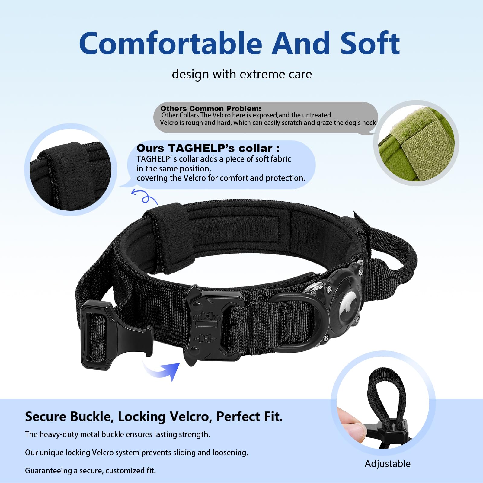 Taghelp heavy-duty XL collar fits large breeds like German Shepherds