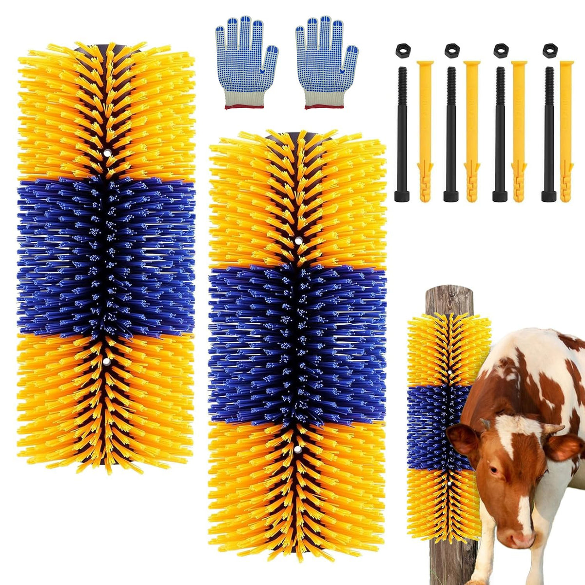 TAGYSH livestock scratch brushes kit for versatile back itching relief on farm animals.