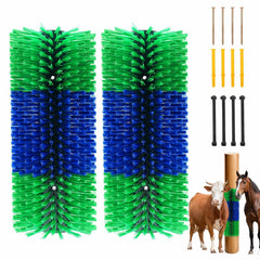 TAGYSH Livestock Scratching Brush 2-pack mounted on a fence for easy self-grooming
