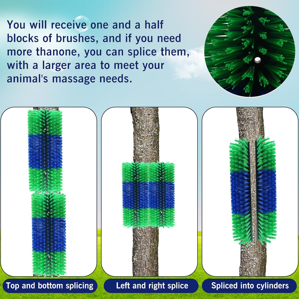 TAGYSH Livestock Scratching Brush on fence supports easy use by horses and cattle