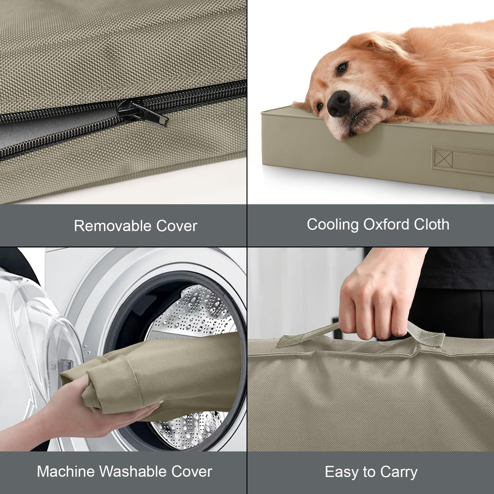 Tail Stories 36x27 inch khaki dog bed suitable for large breeds
