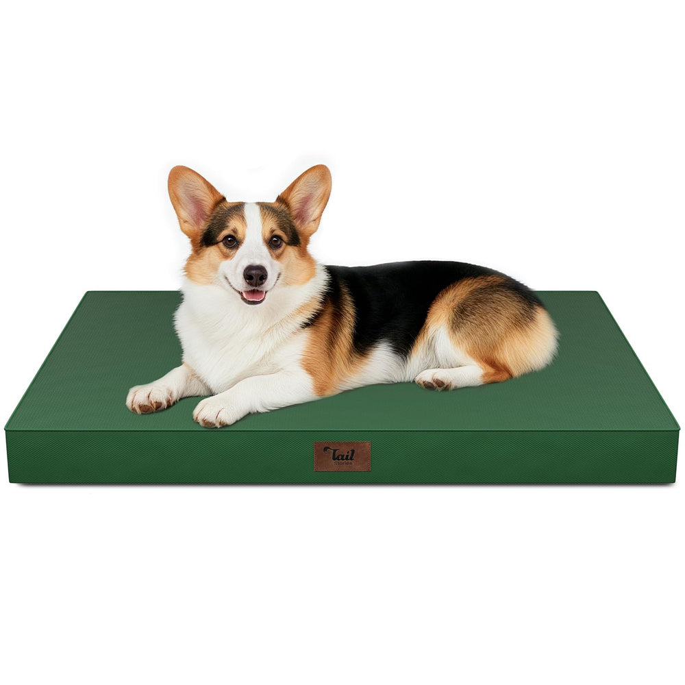 Tail Stories Outdoor all-weather dog bed close-up of waterproof fabric for easy cleanup