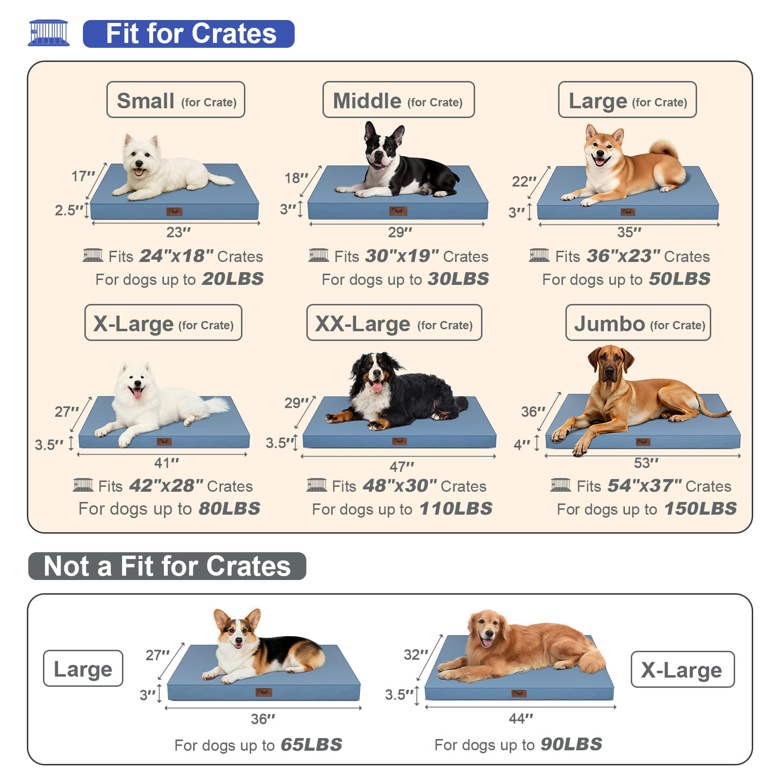 Tail Stories outdoor XXL bed with egg-crate foam, providing support for large breeds