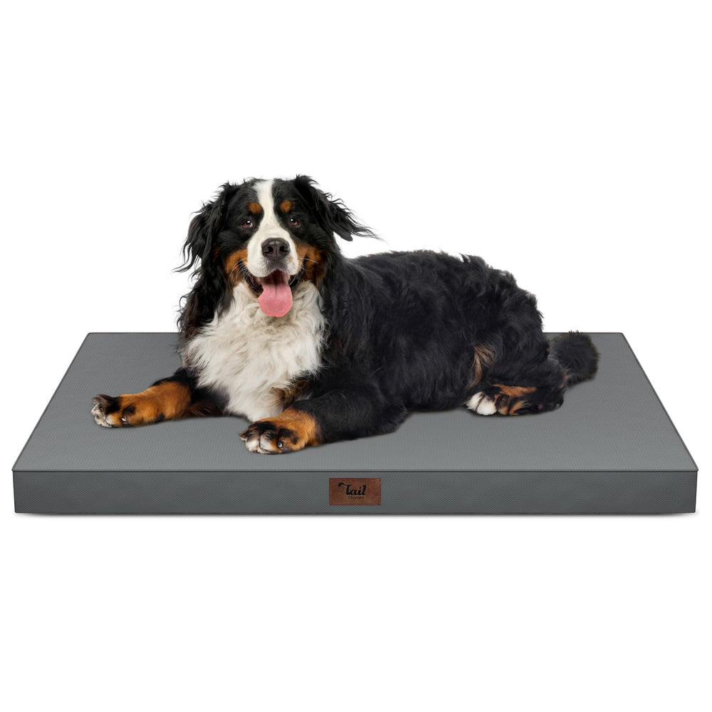 Tail Stories Outdoor XL dog crate bed shows roomy surface for giant breeds.