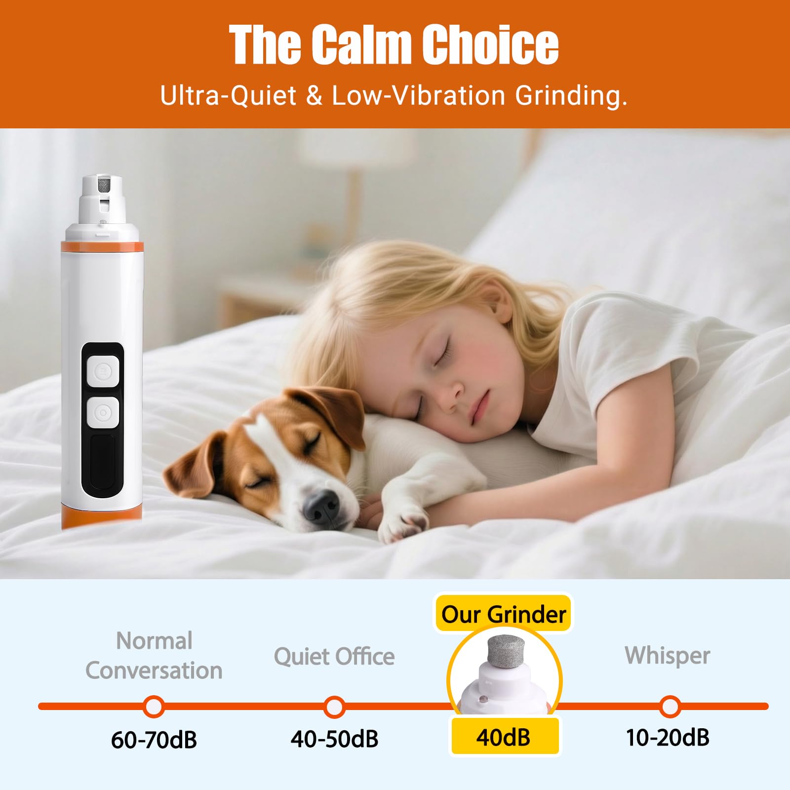 TAILNERY dog nail grinder with 3 ports for a perfect size fit.