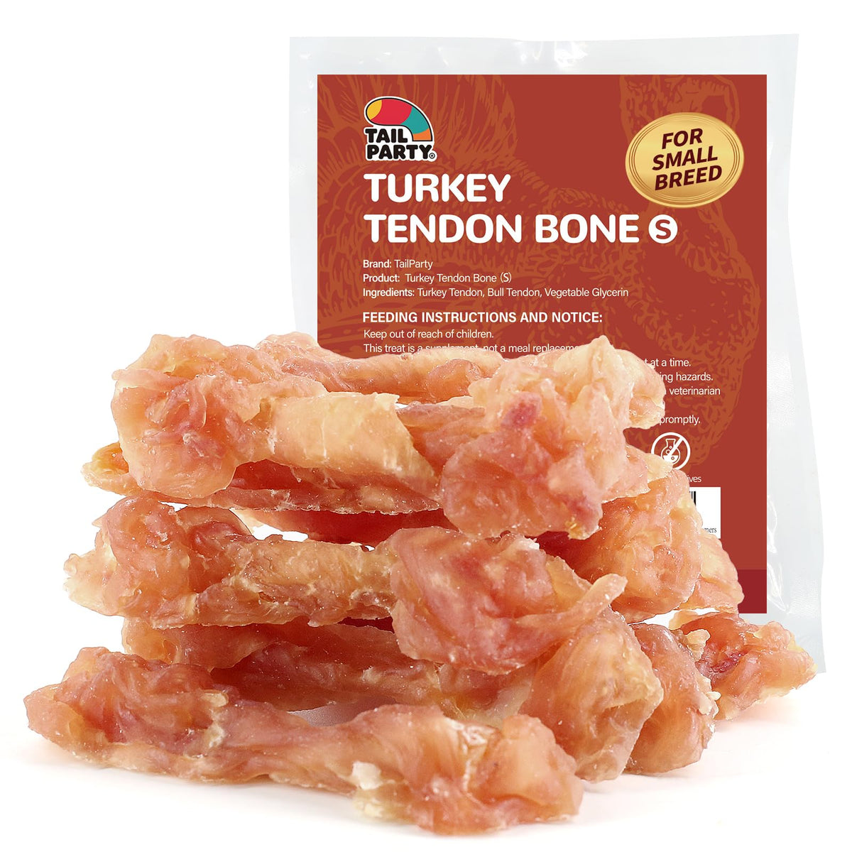 TailParty turkey tendons packshot for durable dog chews