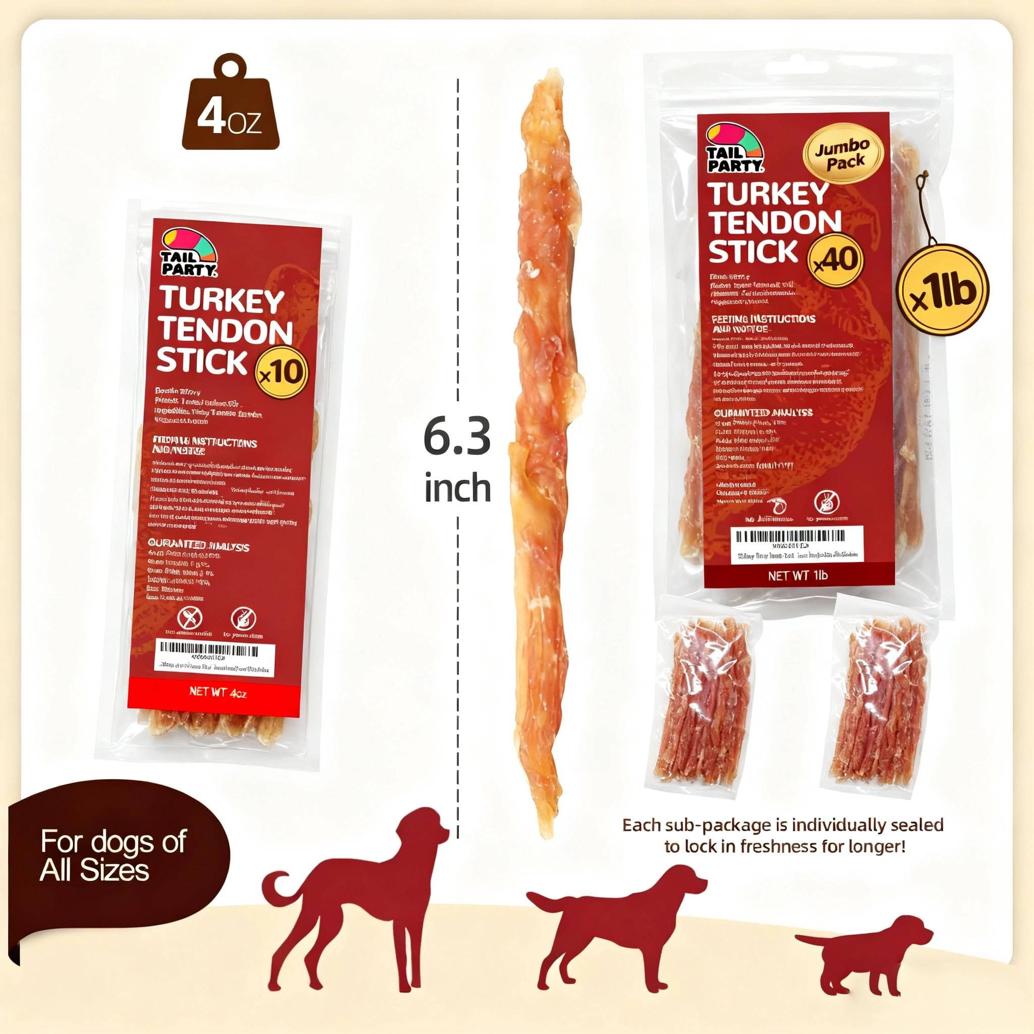 TailParty turkey tendons used as training treats for dogs.