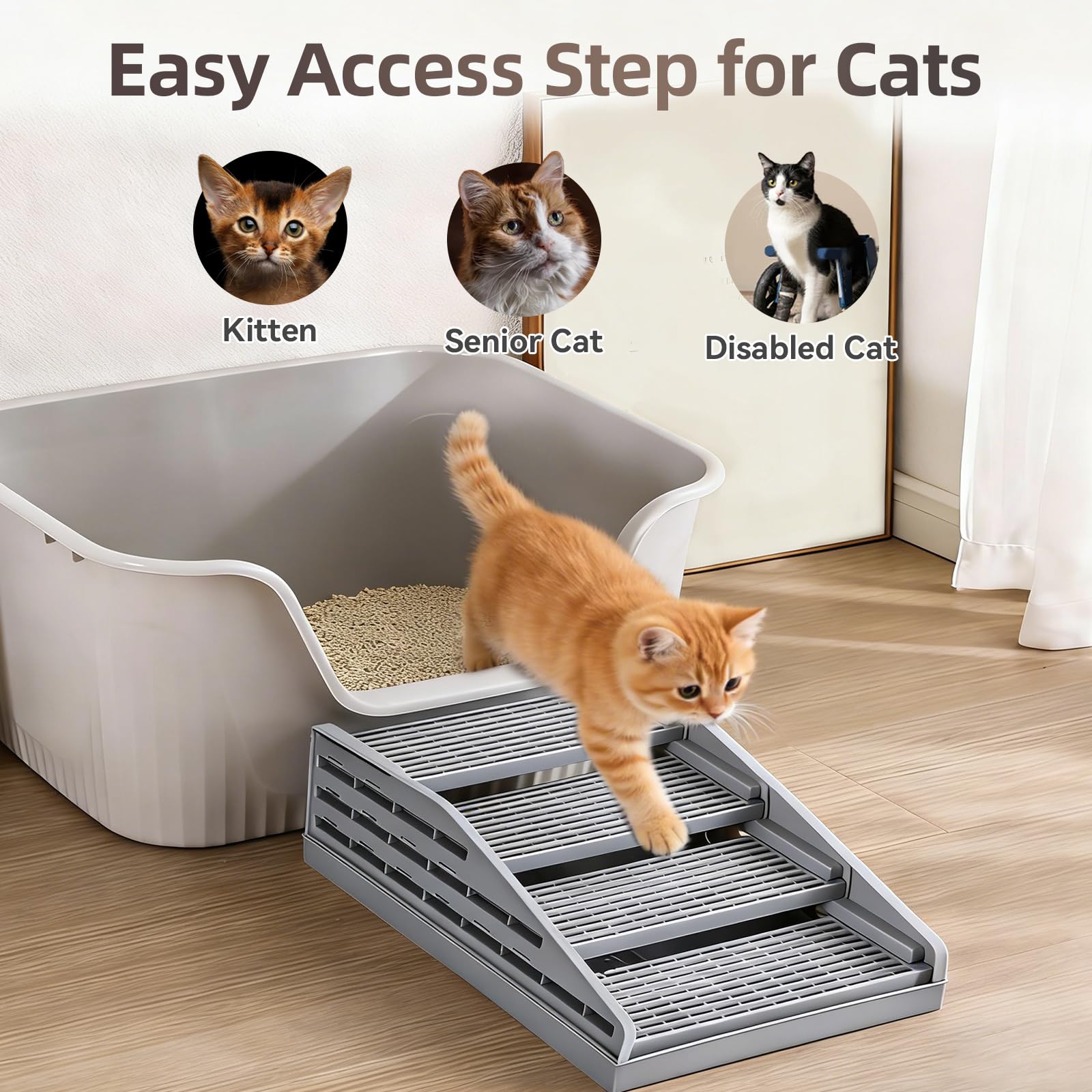 TAILRYTH adjustable range enables gentle entry for kittens and seniors.