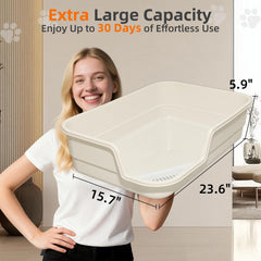 Tailryth corner-entry litter tray guides movement and reduces scatter