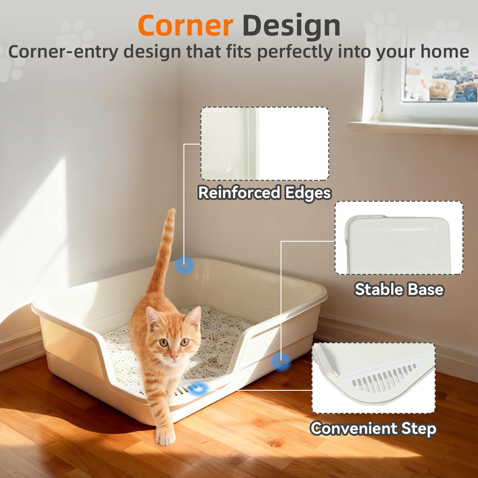 Tailryth durable plastic cat litter tray designed for daily use
