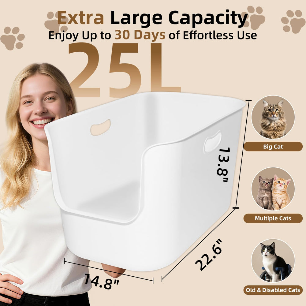 TAILRYTH high wall litter pan prevents splashes and keeps floors clean.