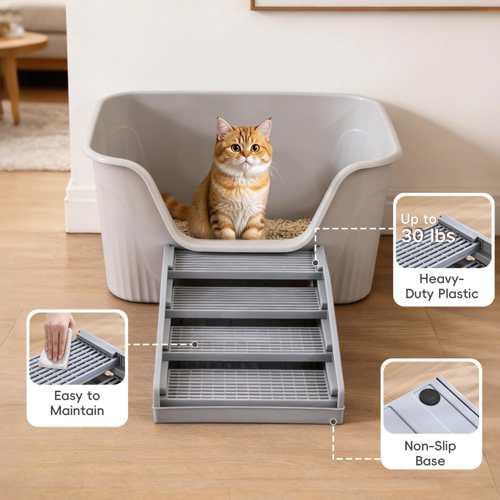 TAILRYTH textured collection tray catches loose litter for easy cleanup.