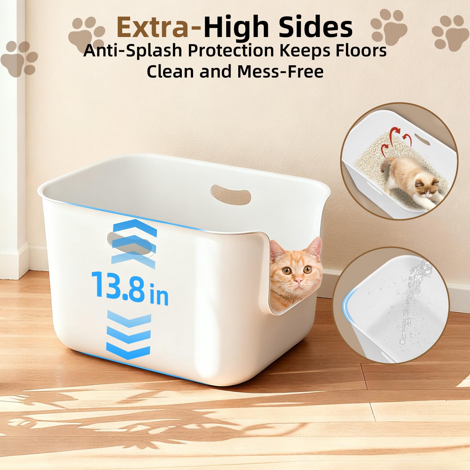TAILRYTH XL cat litter box 22.6 x 14.8 inches shows spacious interior for big cats.