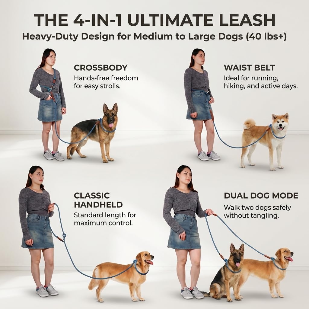 Tails & Tales crossbody setup for hands-free walks with secure control.