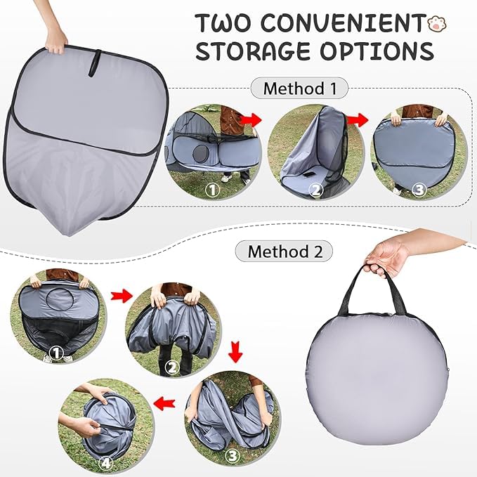 TailTastic foldable playpen with storage pockets for convenient setup.