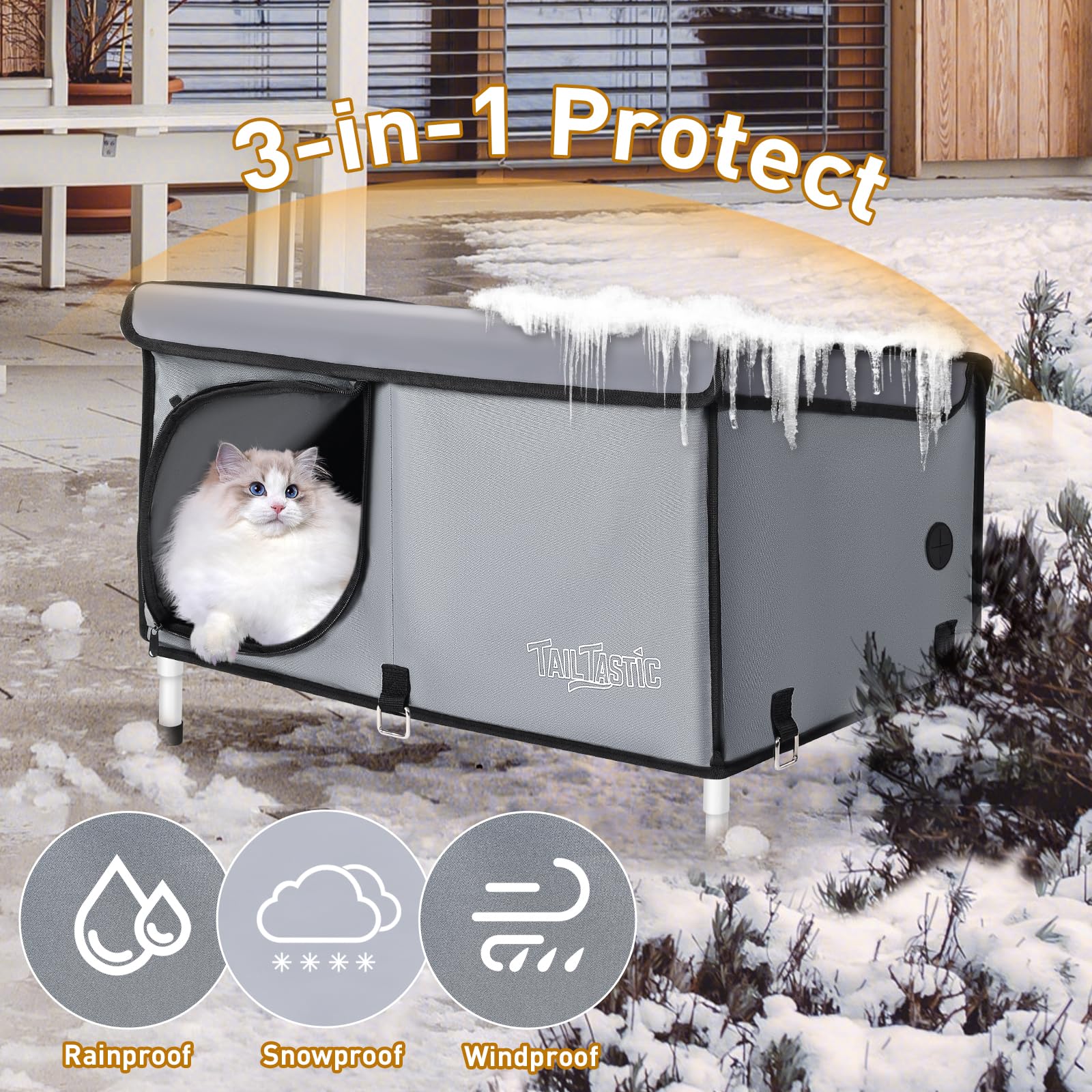 TailTastic six-stakes-setup outdoor shelter stabilizes against wind.
