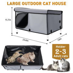TailTastic waterproof-roof-grey outdoor cat house keeps interior dry during rain.