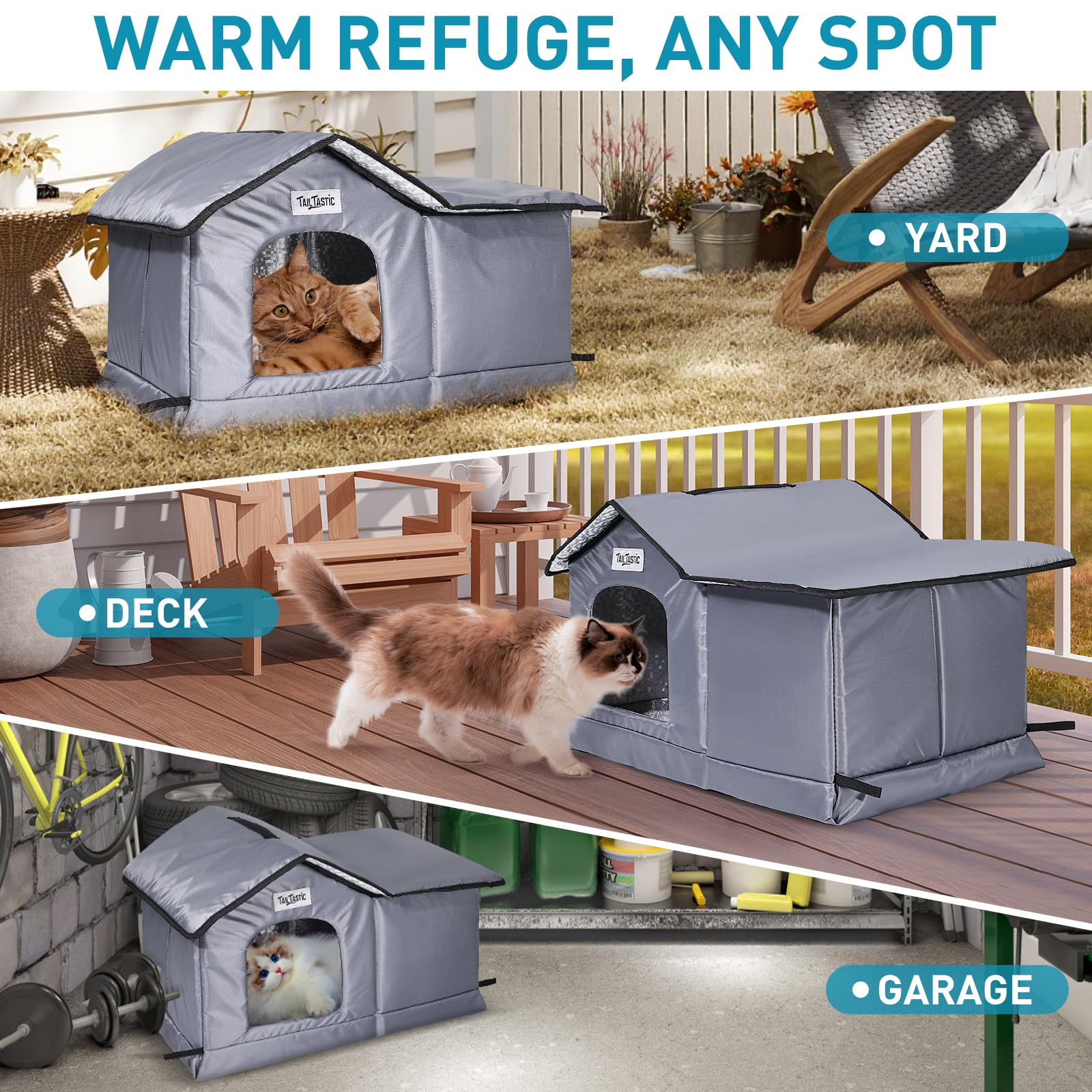 TailTastic waterproof surface on cat house is easy to wipe clean
