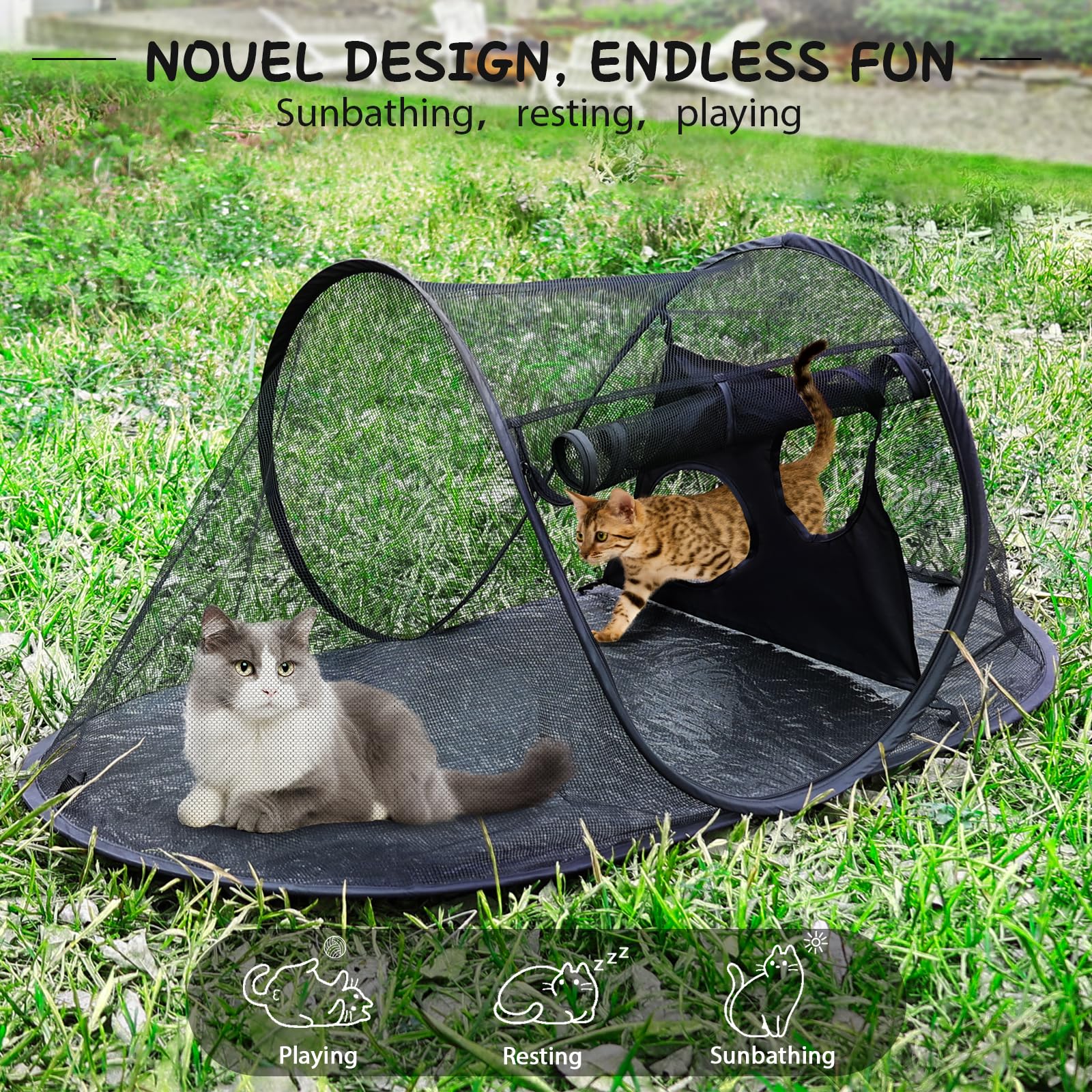 TailTastic outdoor cat tent spacious-design offers room to roam
