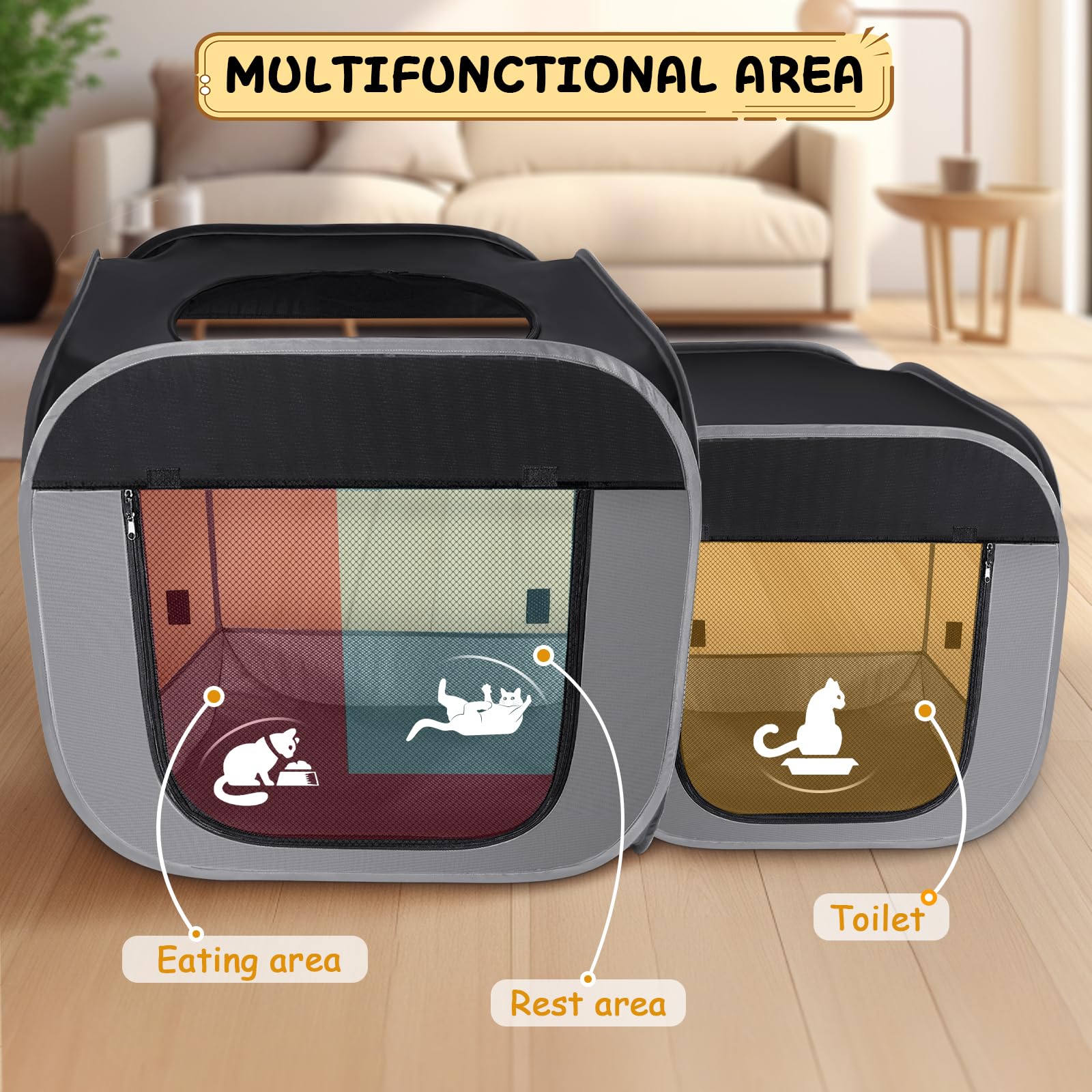 TailTastic playpen showing spacious design for cats and small dogs up to 80 lb