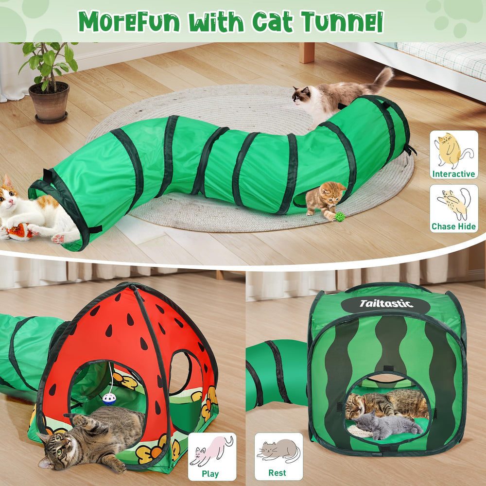 TailTastic Watermelon interactive crinkle balls invite playful hunting action