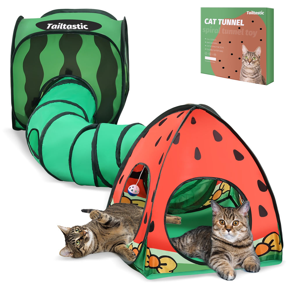 TailTastic Watermelon play tunnel assembly for quick setup and storage