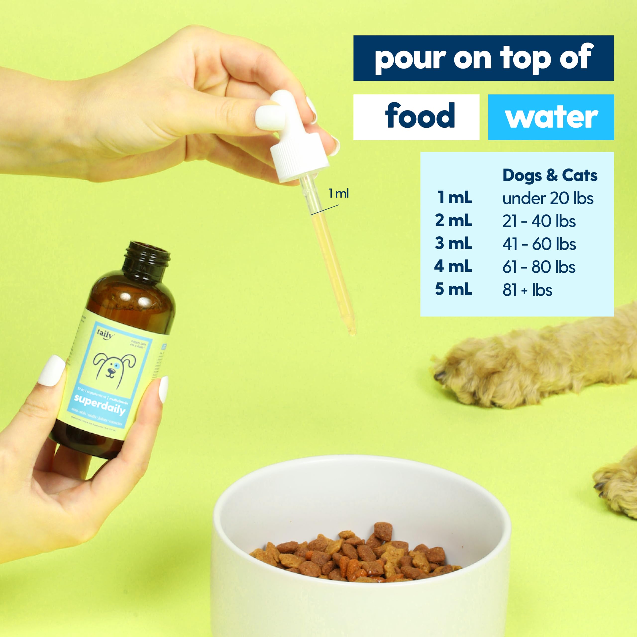 Taily urinary tract support packaging signals daily pet wellness.