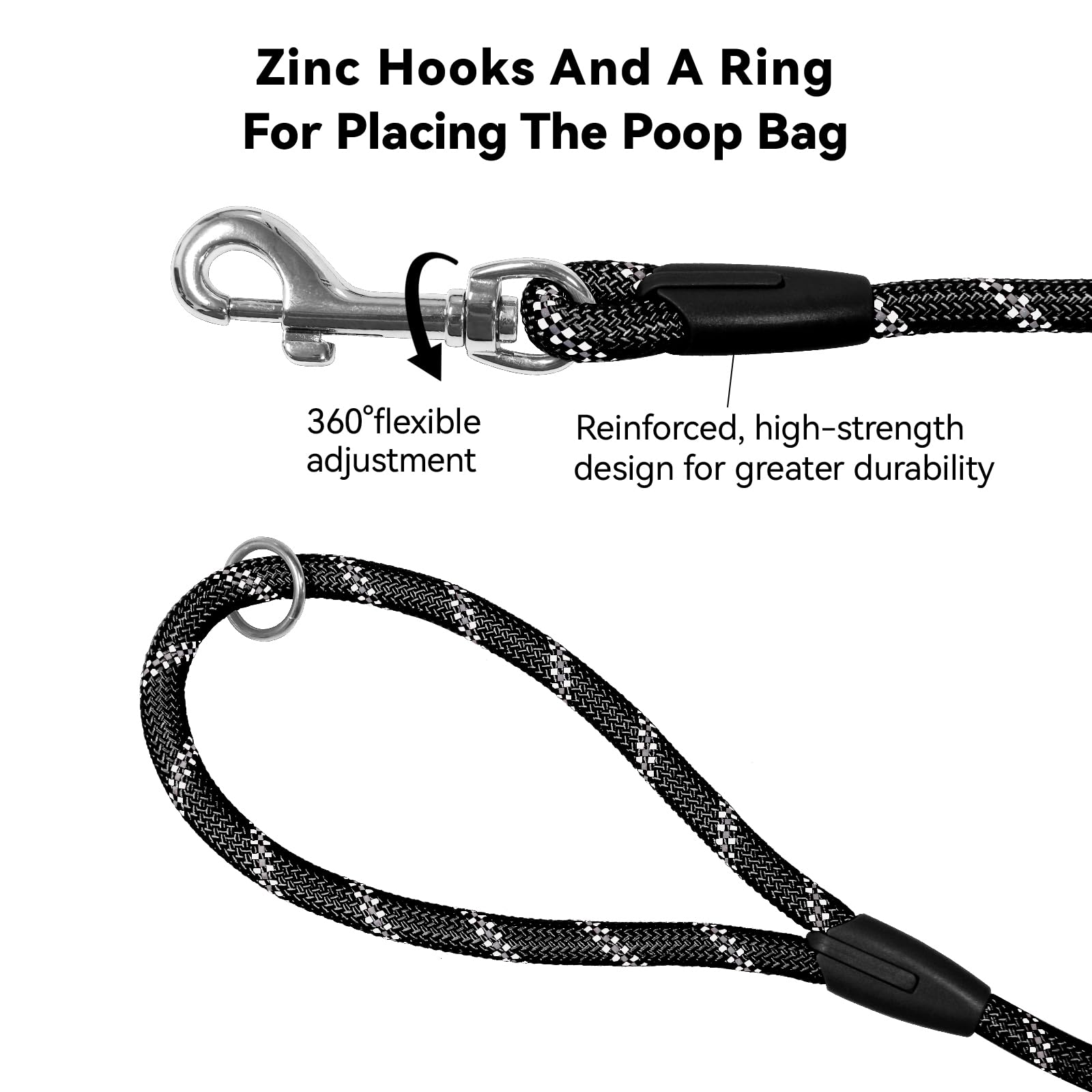 Tairro Long Dog Training Leash 30ft black provides extended control for outdoor adventures.