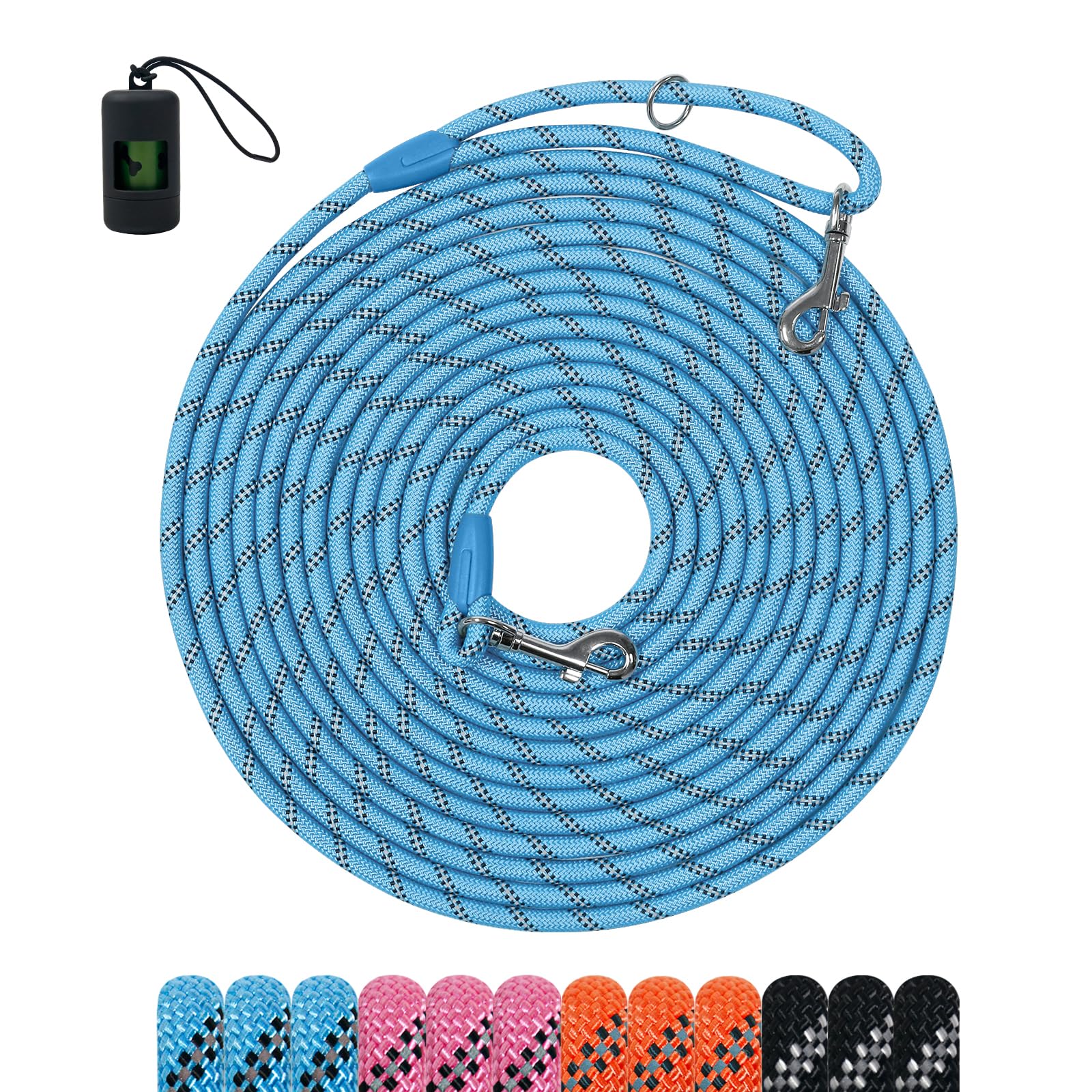 Tairro long dog training leash 6ft orange with reflective stitching for dusk walks.