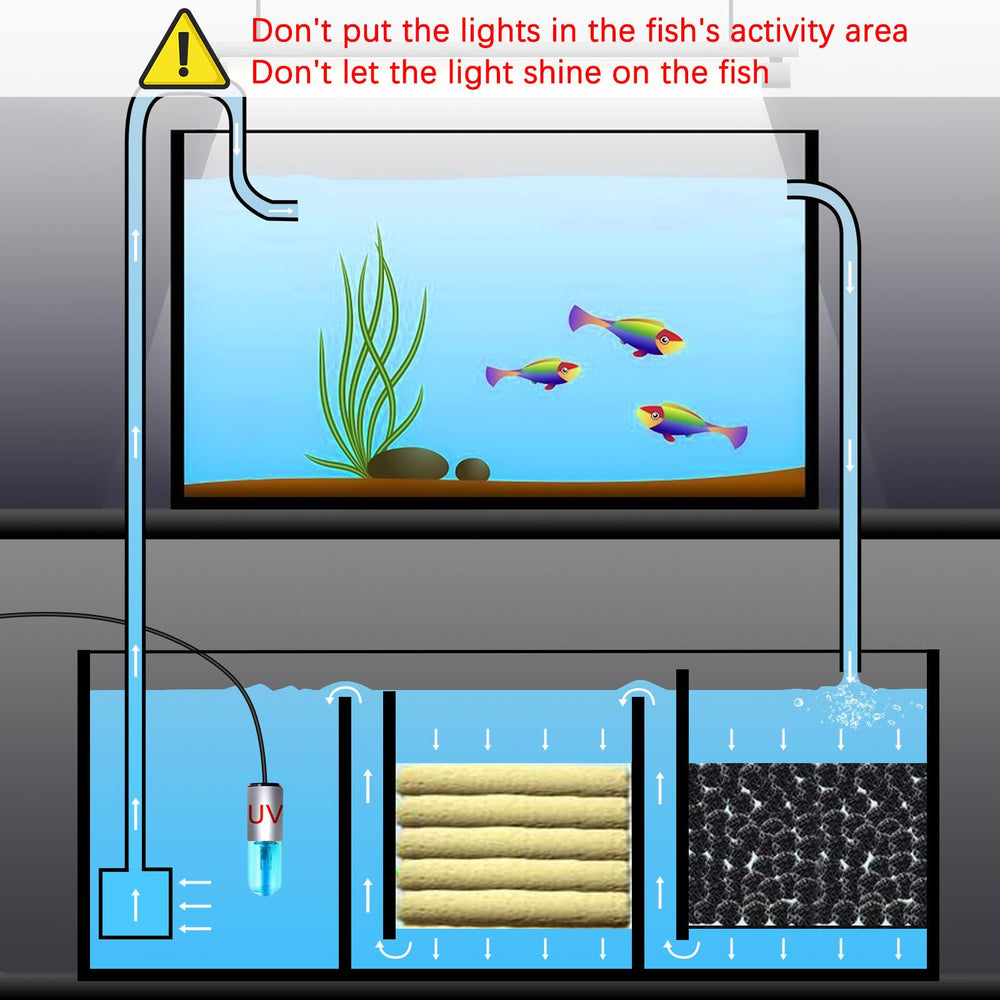 TAISHAN Aquarium Clean Light installed in-tank to curb green water