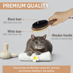 TAKAVU cat brush with wooden handle for comfortable grooming sessions.