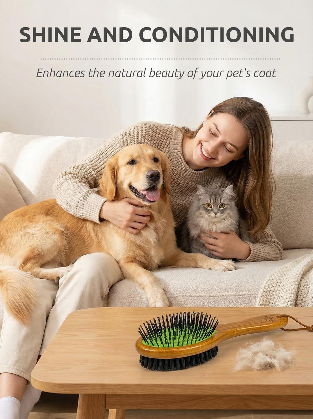 TAKAVU dual-sided brush for cats, offering gentle grooming and skin care.